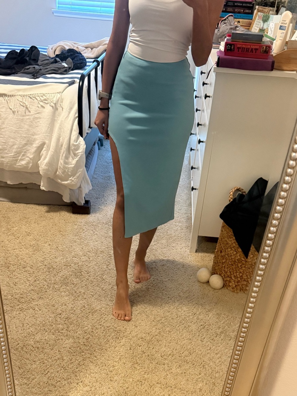 Abercrombie and fitch high slit midi skirt in blue - retail $80